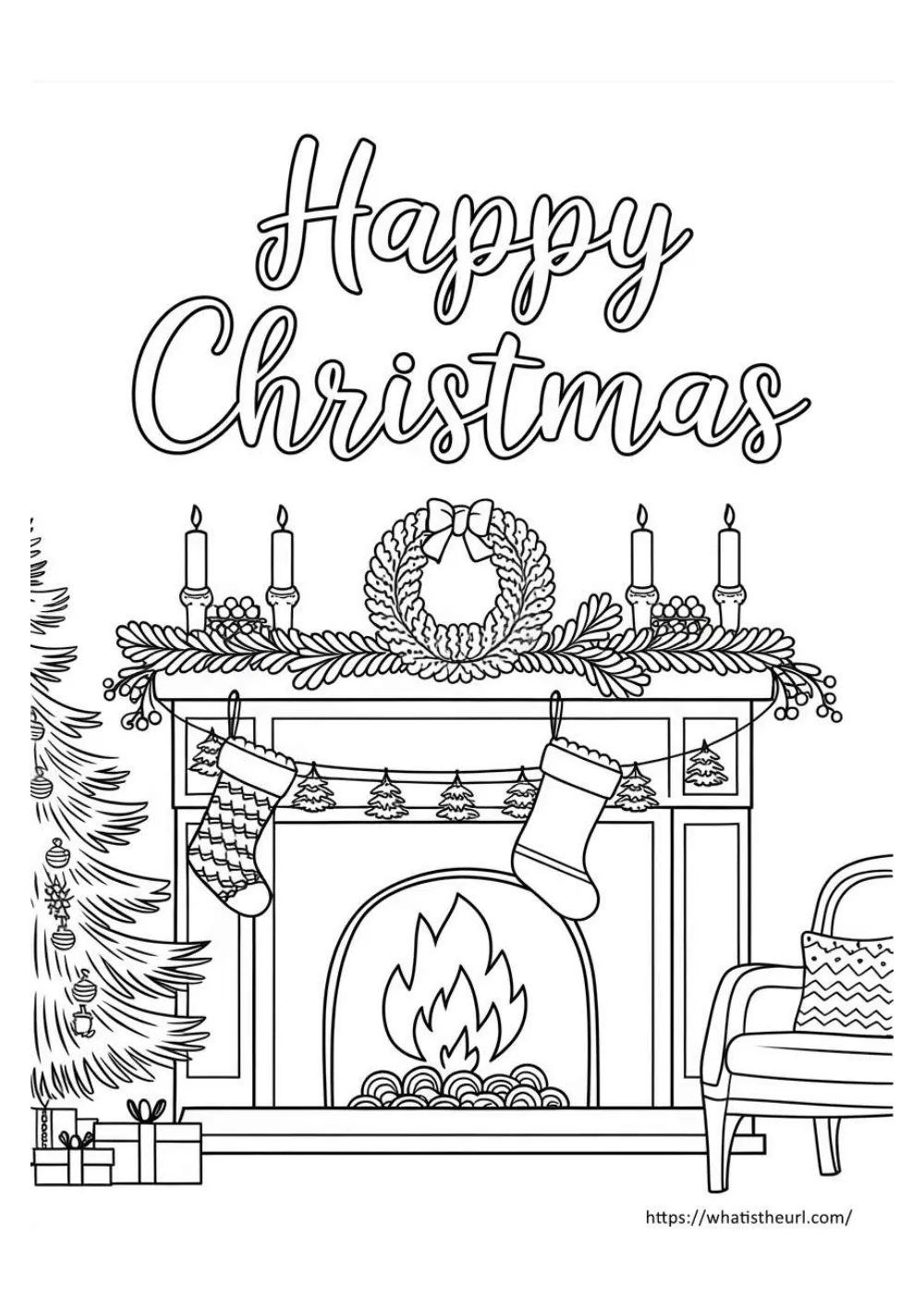 free christmas coloring page for kids - page 18 - simple outline picture to colour