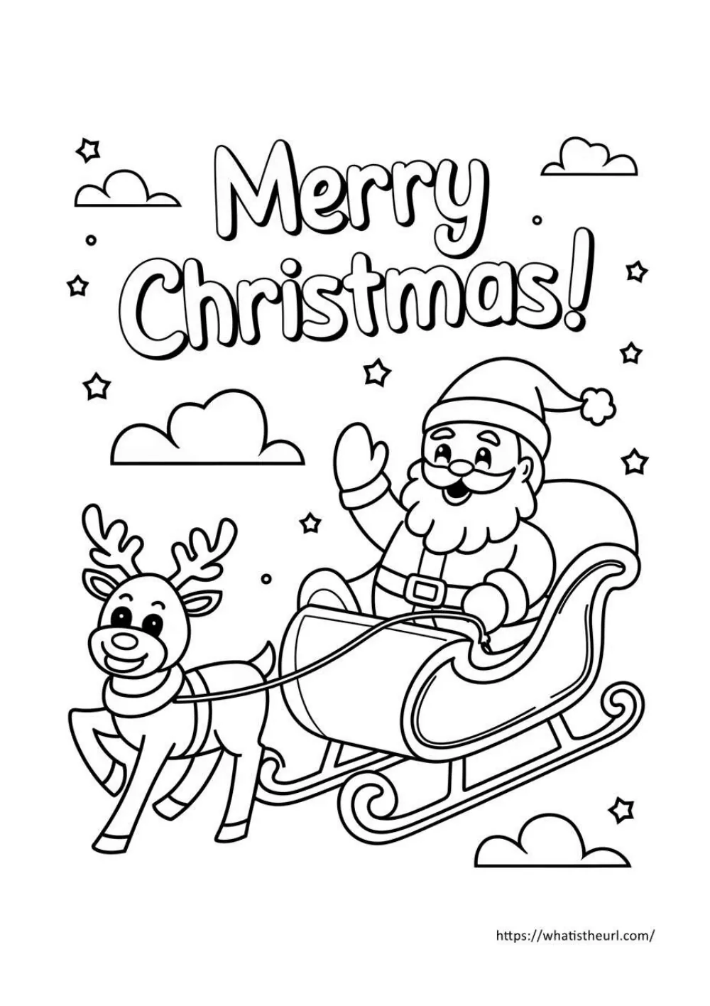 free christmas coloring page for kids - page 2 - simple outline picture to colour