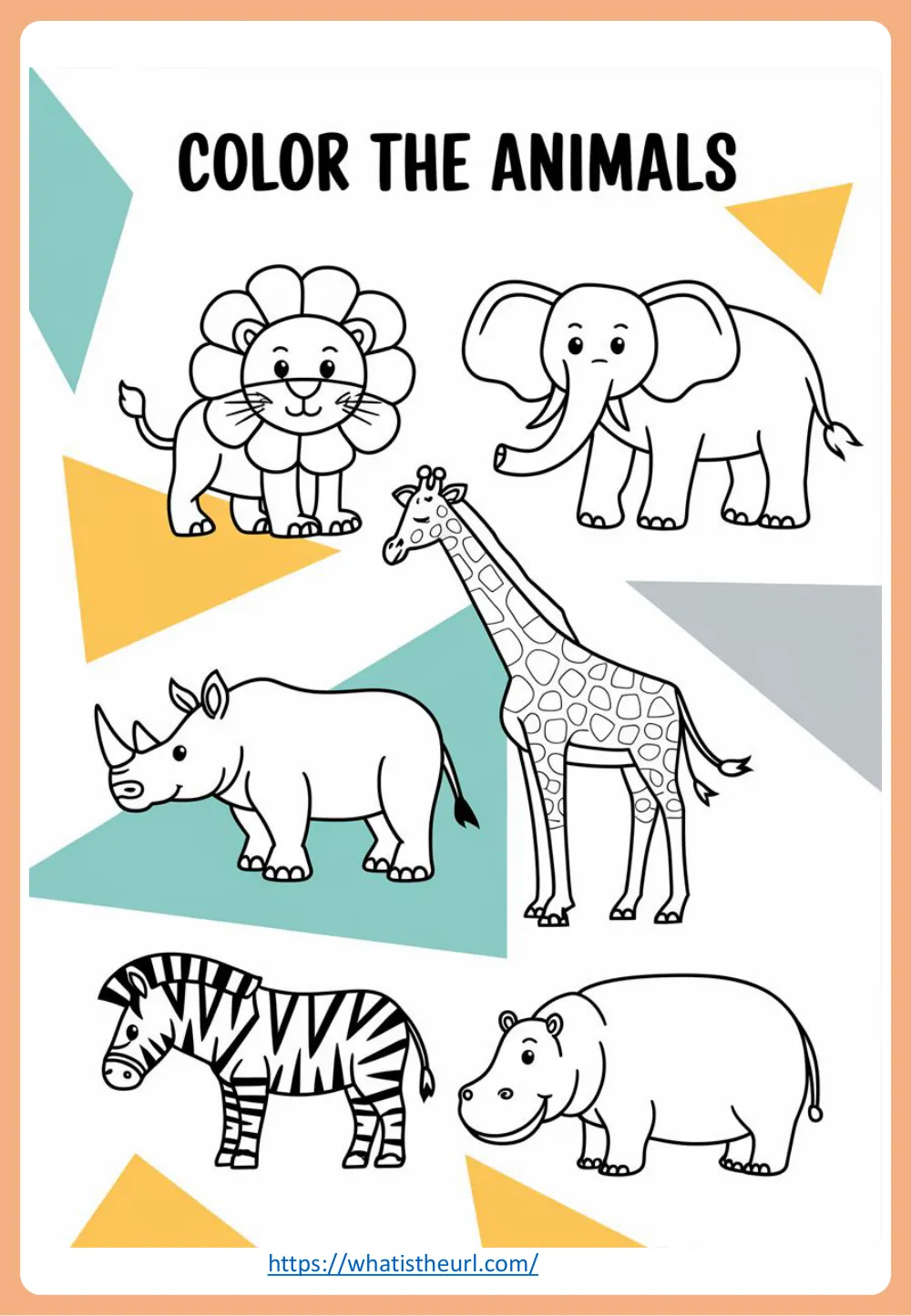 animal coloring page for kids - page 4 - simple outline animal to colour