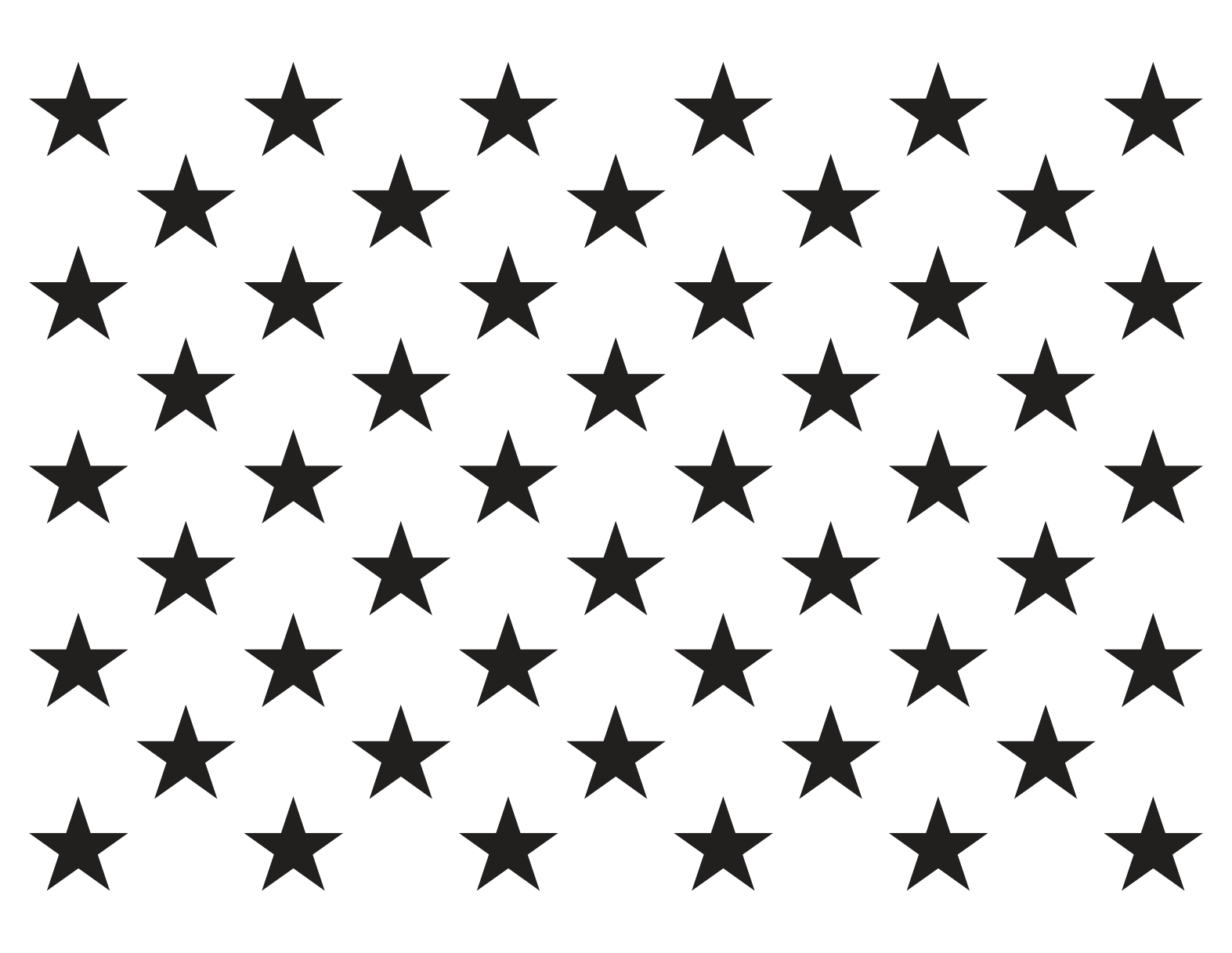 The 50 stars of the US flag in black, in nine alternating rows of six and five