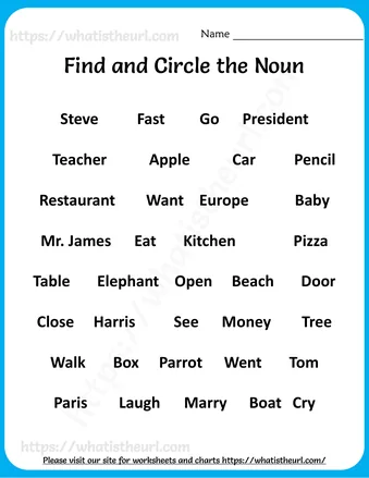 1st Grade Nouns and Adjectives Worksheets - Nouns Worksheet For Grade 1