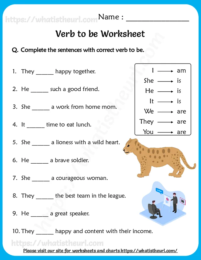 Verb To Be worksheets - Exercise 10