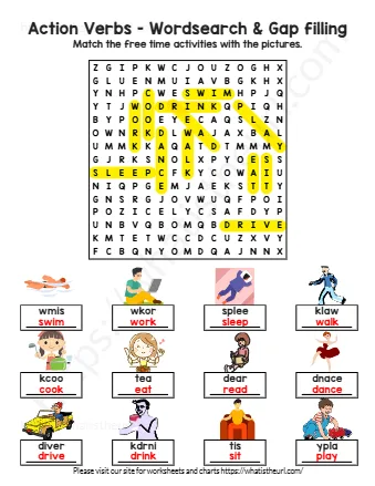 Action Verbs Wordsearch & Gap Filling