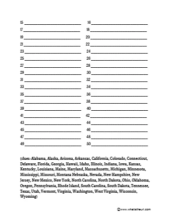 States Of United States Of America Worksheet