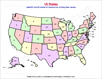 Identify The 50 States Of America By Writing Their Names