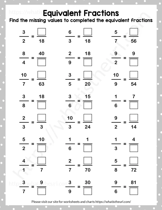 Grade 4 Equivalent Fractions Worksheets