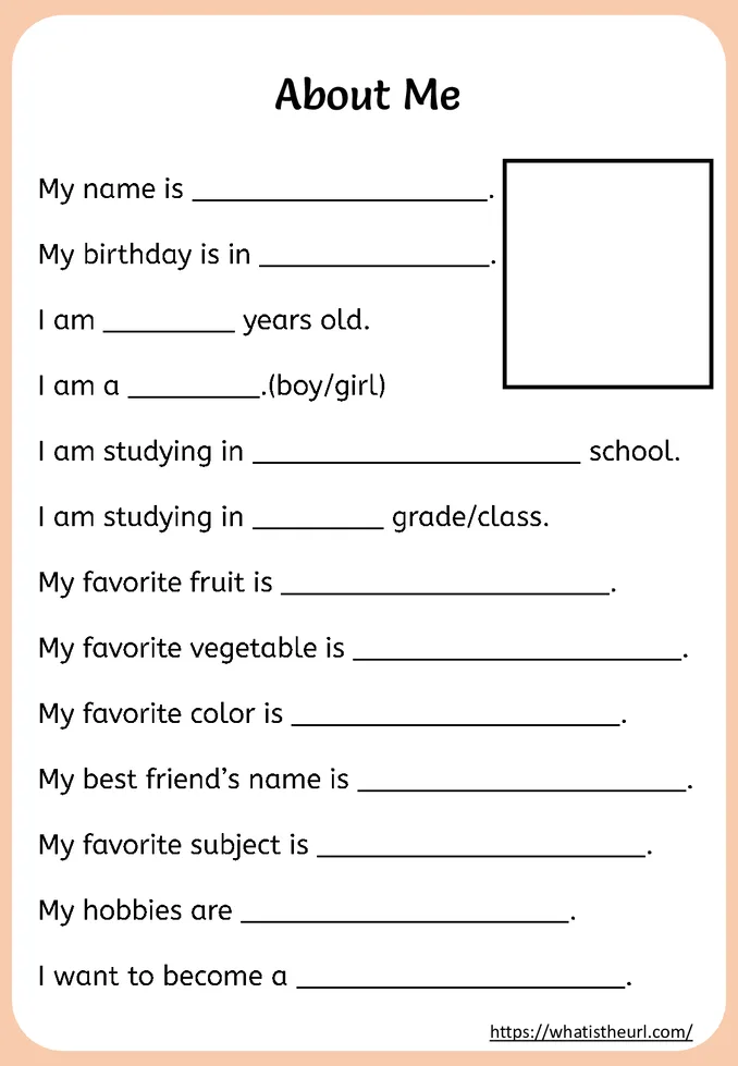 Kindergarten All About Me Worksheets worksheet preview