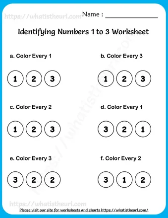 Identifying Numbers 1 to 3 Worksheets For Pre-K worksheet preview Identifying Numbers 1 to 3 Worksheets For Pre-K worksheet preview