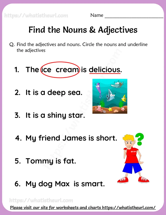 1st Grade Nouns and Adjectives Worksheets