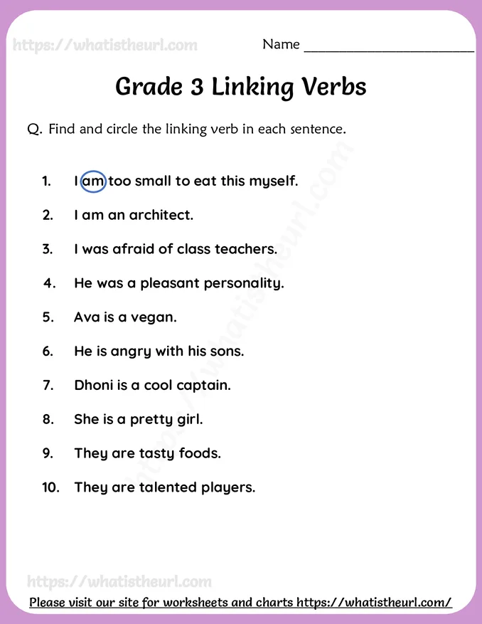 3rd Grade Linking Verbs Worksheets worksheet preview 3rd Grade Linking Verbs Worksheets worksheet preview