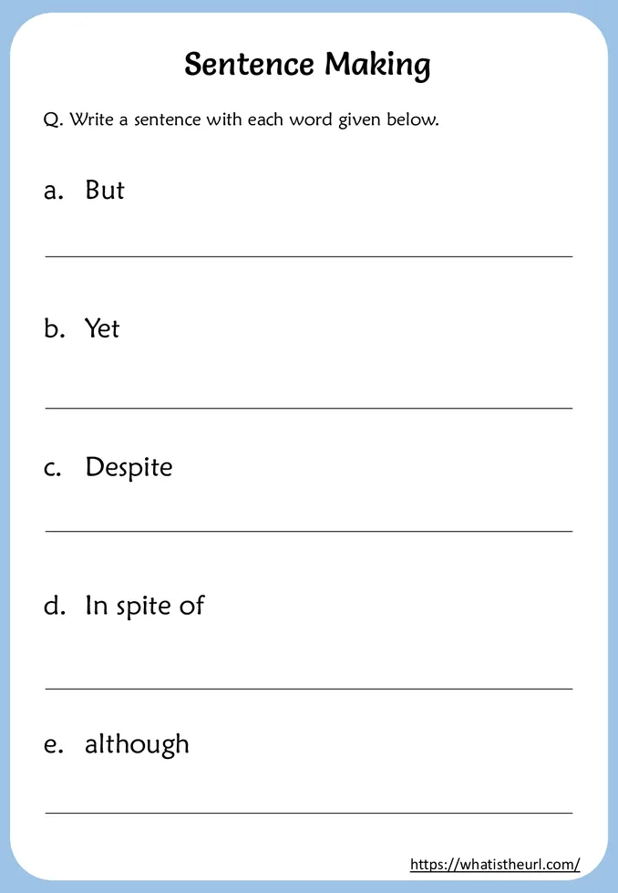 Sentence Making Worksheet For 6th Grade