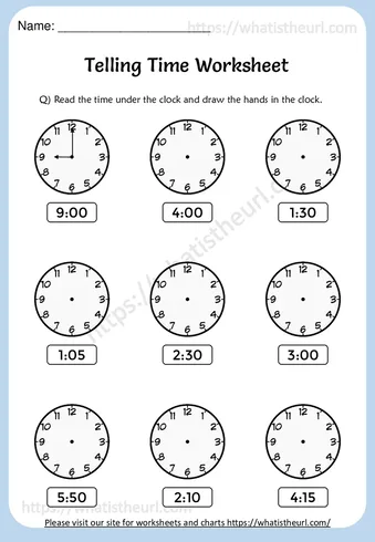 Telling Time??Worksheets for 3rd Grade worksheet preview