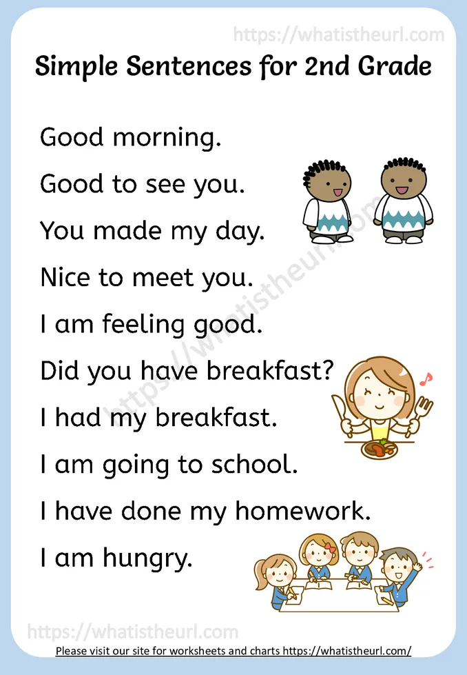 Simple Sentences for 2nd Grade