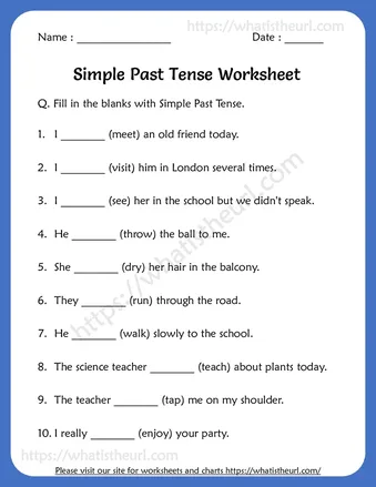 Simple Past Tense Worksheets For 5th Grade worksheet preview