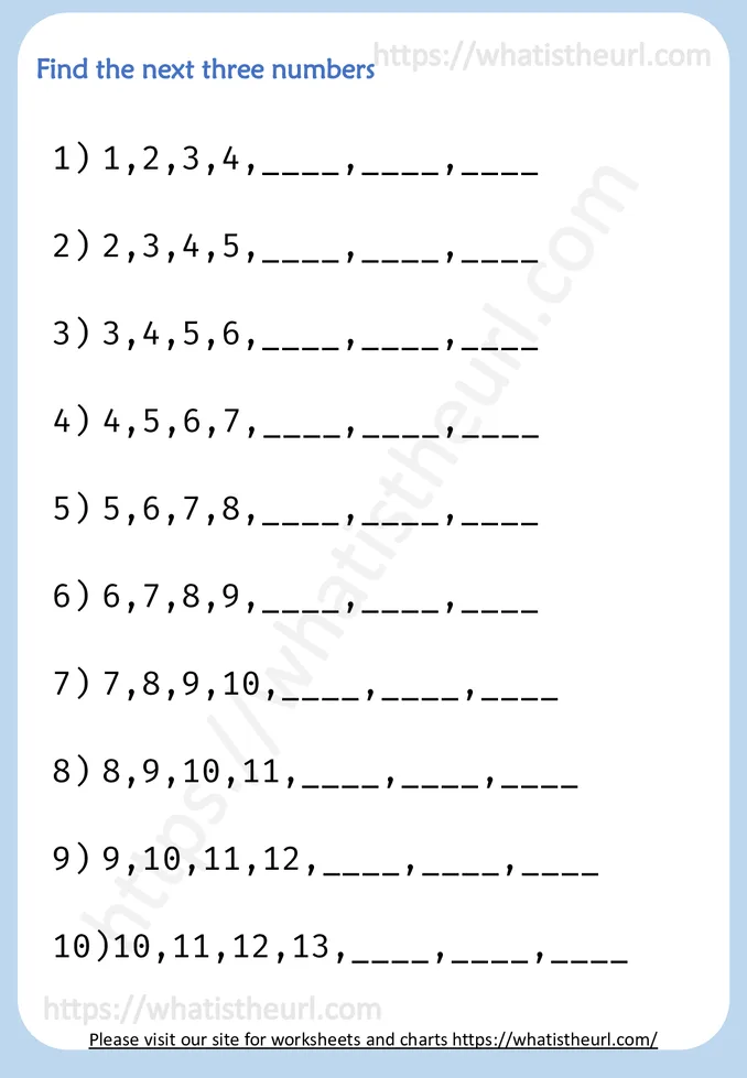 Number Sequence Worksheets - For Grade 1 and Grade 2