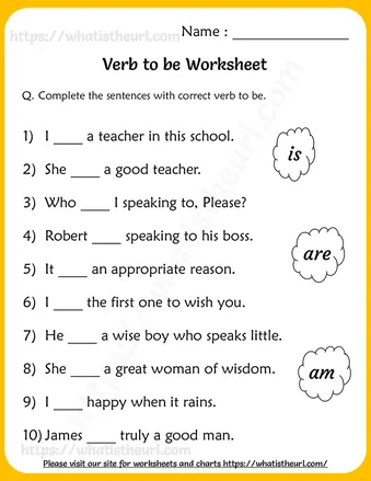 Verb to be Worksheets for Grade 2 worksheet preview Verb to be Worksheets for Grade 2 worksheet preview