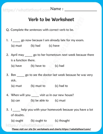 Modal Auxiliary Verbs Worksheets for Grade 5 worksheet preview