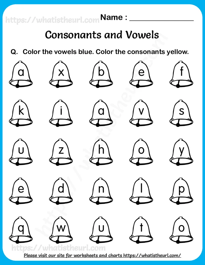 Worksheets on Consonants and Vowels for Grade 1