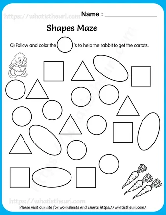 Worksheet on Identifying Circle Shape | Shapes Maze for Lower kindergarten worksheet preview