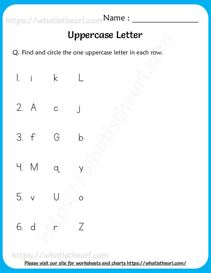 Find and Circle the Uppercase Letter Worksheet for Grade 1