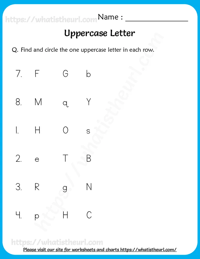 Find and Circle the Uppercase Letter Worksheet for Grade 1