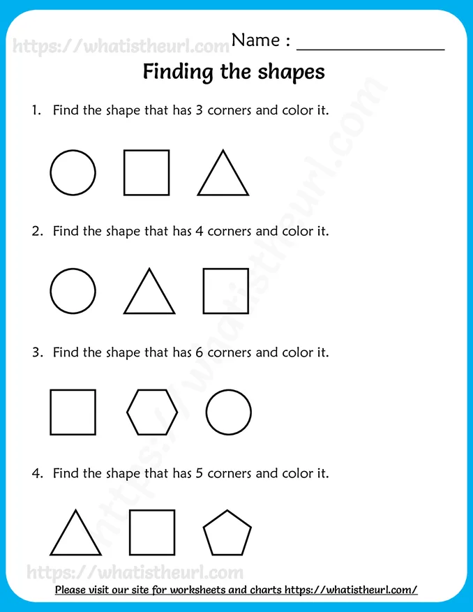 Finding the shapes Worksheets for Pre-Kindergarten