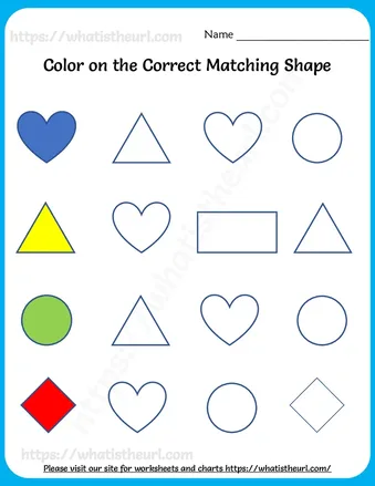 Shape Worksheet – Color on the Correct Matching Shape For Pre-Kindergarten worksheet preview Shape Worksheet – Color on the Correct Matching Shape For Pre-Kindergarten worksheet preview