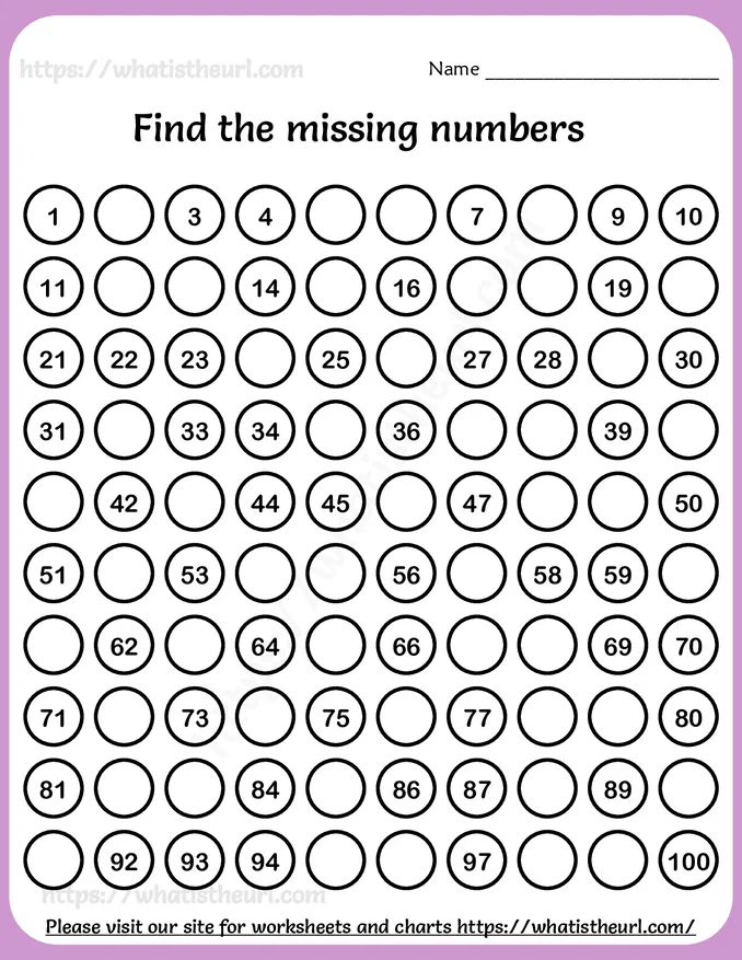 Missing Numbers Worksheet For Grade 1