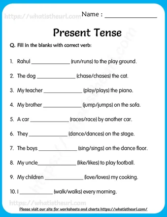 Present Tense Worksheets for Grade 4 worksheet preview Present Tense Worksheets for Grade 4 worksheet preview