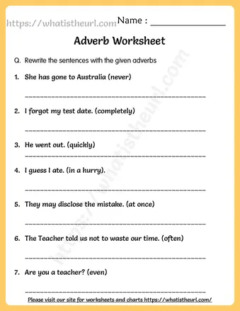 Adverb Worksheet for Grade 9 worksheet preview Adverb Worksheet for Grade 9 worksheet preview