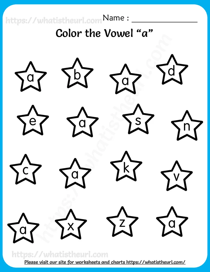 Find the Vowel and Color It - A Worksheet for Grade 1