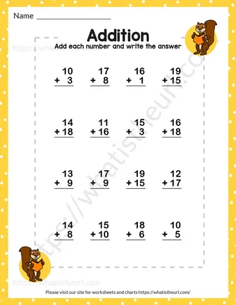 Addition Worksheets for Grade 1 worksheet preview Addition Worksheets for Grade 1 worksheet preview