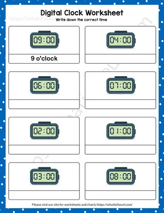Grade 2 Telling Time Worksheets – Digital Clock worksheet preview