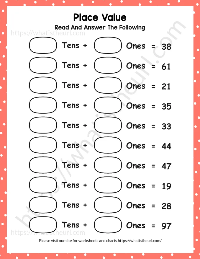 Place Value Tens and Ones Worksheet - Exercise 3