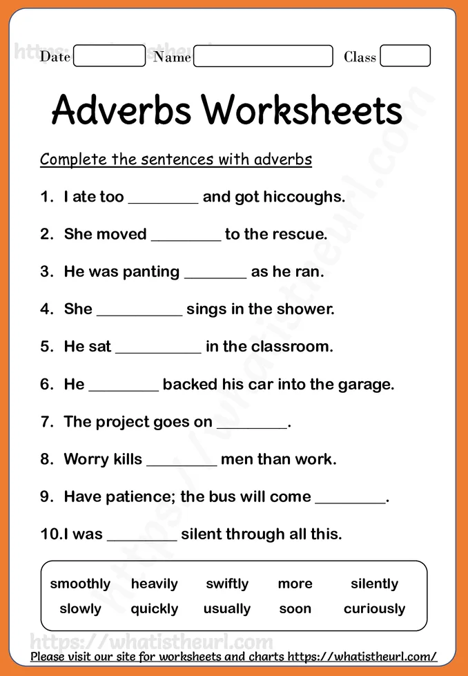 Printable Adverb worksheets for 2nd Grade - Exercise 2