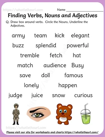 Finding Verbs, nouns and adjectives – Exercise 2 worksheet preview Finding Verbs, nouns and adjectives – Exercise 2 worksheet preview