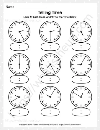How to tell time on a clock-Draw the time-exercise 1 worksheet preview How to tell time on a clock-Draw the time-exercise 1 worksheet preview