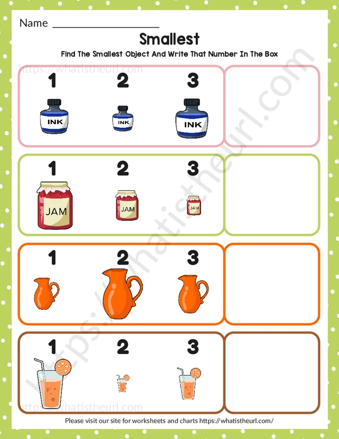 Write the number of the smallest object-Exercise 5