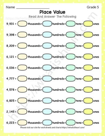 Place value worksheet for Grade 5 – exercise 2 worksheet preview Place value worksheet for Grade 5 – exercise 2 worksheet preview