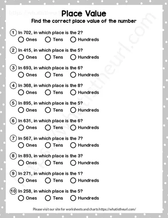 Place value worksheet – Exercise 5 worksheet preview