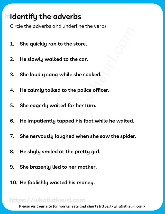 Identify the Adverbs - Grade 2
