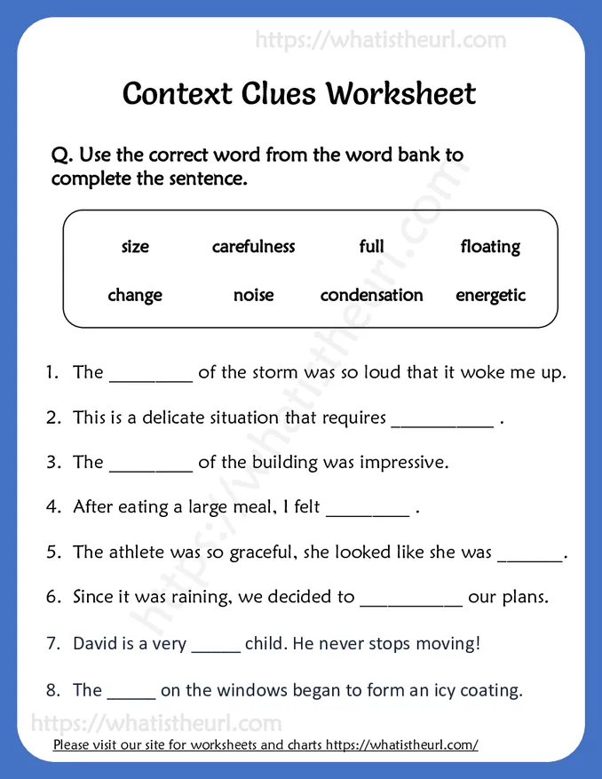 Context Clues Worksheet