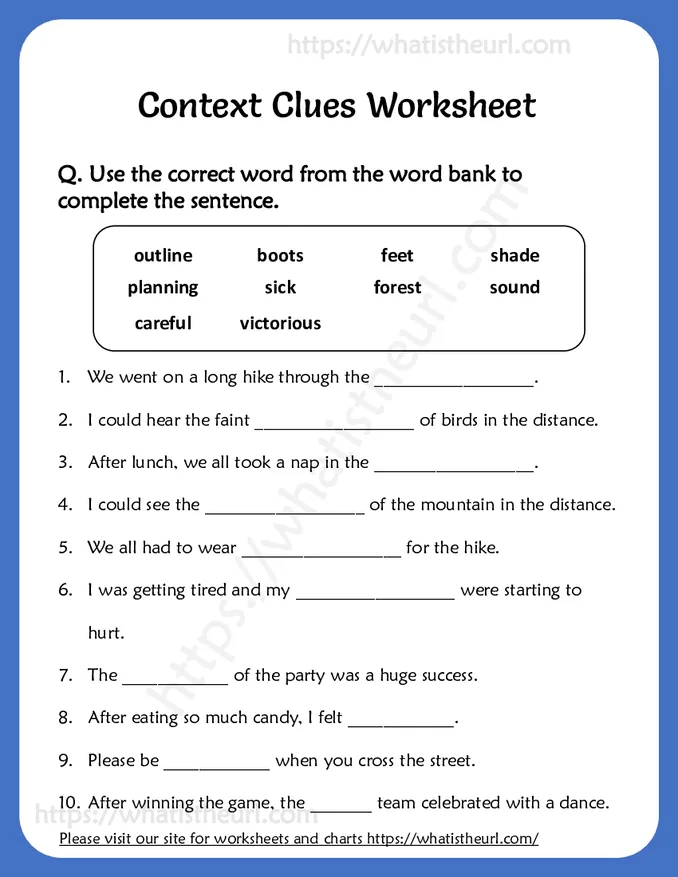 Context Clues Worksheet for Grade 3 - Release 3