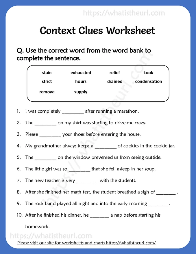 Context Clues Worksheet for Grade 3 - rel 5