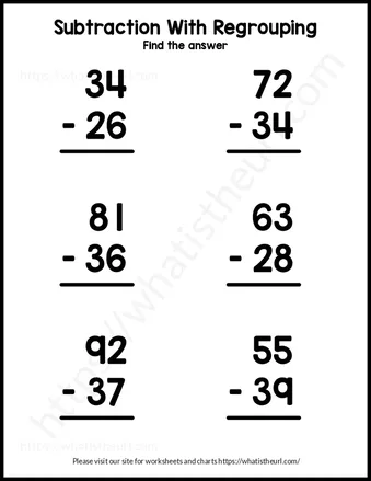 Subtraction with Regrouping Worksheet worksheet preview Subtraction with Regrouping Worksheet worksheet preview