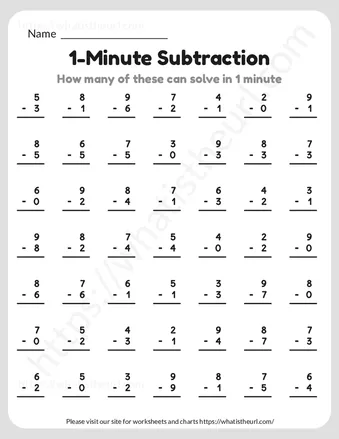1-minute subtraction worksheet preview 1-minute subtraction worksheet preview