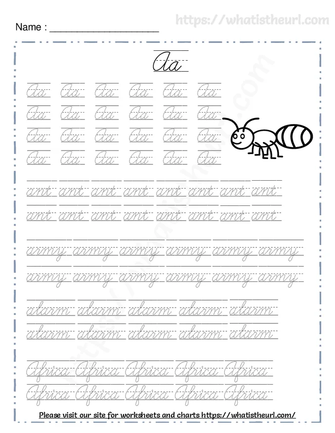 Tracing Cursive Letters Worksheets | All Alphabets