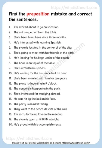 Preposition correction worksheet worksheet preview
