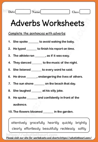 Printable Adverb worksheets worksheet preview Printable Adverb worksheets worksheet preview
