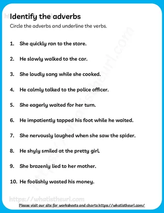 Identify the Adverbs worksheet preview Identify the Adverbs worksheet preview